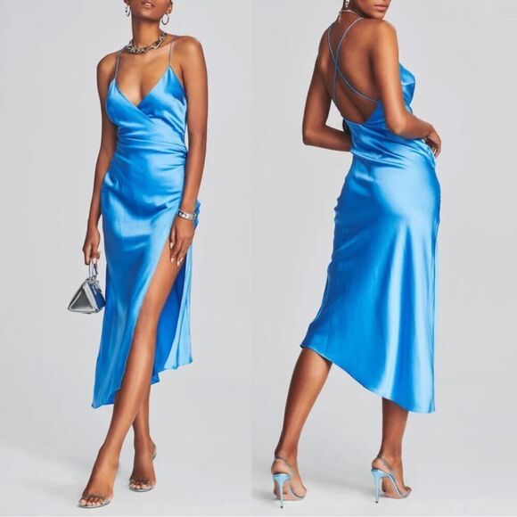 NWT Ser.O.Ya Emma Dress Marina Blue Medium Silk Revolve - Picture 15 of 15